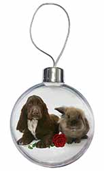 Cocker Spaniel with Red Rose Christmas Bauble