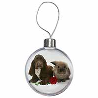 Cocker Spaniel with Red Rose Christmas Bauble