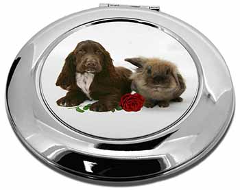 Cocker Spaniel with Red Rose Make-Up Round Compact Mirror