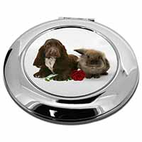 Cocker Spaniel with Red Rose Make-Up Round Compact Mirror