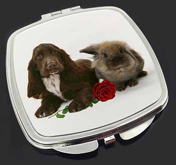 Cocker Spaniel with Red Rose Make-Up Compact Mirror