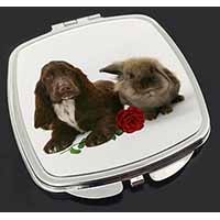 Cocker Spaniel with Red Rose Make-Up Compact Mirror