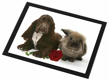 Cocker Spaniel with Red Rose Black Rim High Quality Glass Placemat