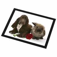 Cocker Spaniel with Red Rose Black Rim High Quality Glass Placemat
