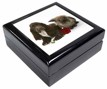 Cocker Spaniel with Red Rose Keepsake/Jewellery Box