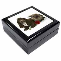 Cocker Spaniel with Red Rose Keepsake/Jewellery Box