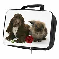 Cocker Spaniel with Red Rose Black Insulated School Lunch Box/Picnic Bag