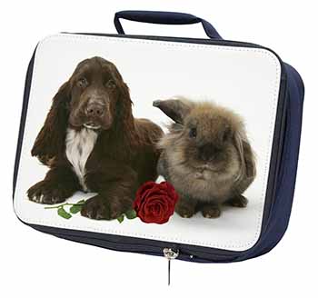 Cocker Spaniel with Red Rose Navy Insulated School Lunch Box/Picnic Bag