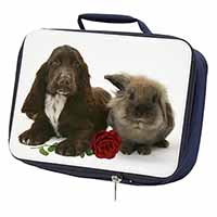 Cocker Spaniel with Red Rose Navy Insulated School Lunch Box/Picnic Bag
