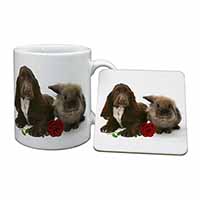 Cocker Spaniel with Red Rose Mug and Coaster Set