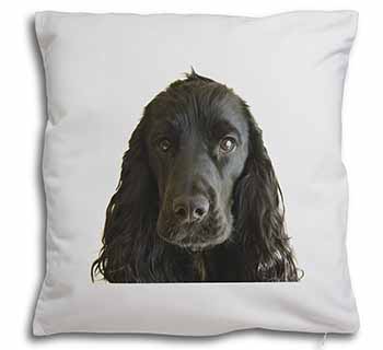 Black Cocker Spaniel Dog Soft White Velvet Feel Scatter Cushion