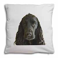 Black Cocker Spaniel Dog Soft White Velvet Feel Scatter Cushion