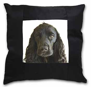 Black Cocker Spaniel Dog Black Satin Feel Scatter Cushion