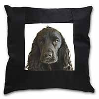 Black Cocker Spaniel Dog Black Satin Feel Scatter Cushion