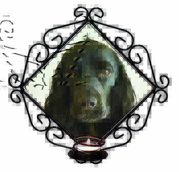 Black Cocker Spaniel Dog Wrought Iron Wall Art Candle Holder