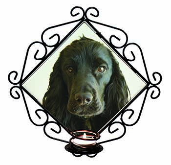 Black Cocker Spaniel Dog Wrought Iron Wall Art Candle Holder