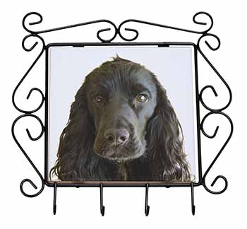 Black Cocker Spaniel Dog Wrought Iron Key Holder Hooks