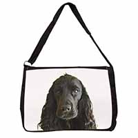 Black Cocker Spaniel Dog Large Black Laptop Shoulder Bag School/College