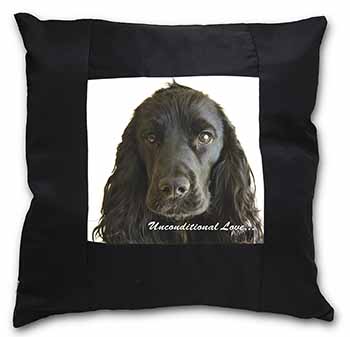 Cocker Spaniel-With Love Black Satin Feel Scatter Cushion