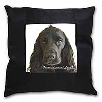 Cocker Spaniel-With Love Black Satin Feel Scatter Cushion