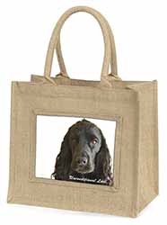 Cocker Spaniel-With Love Natural/Beige Jute Large Shopping Bag