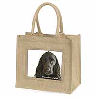 Cocker Spaniel-With Love Natural/Beige Jute Large Shopping Bag