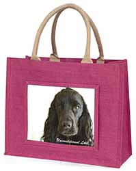 Cocker Spaniel-With Love Large Pink Jute Shopping Bag