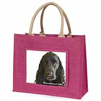 Cocker Spaniel-With Love Large Pink Jute Shopping Bag