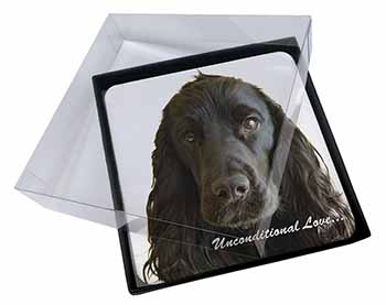 4x Cocker Spaniel-With Love Picture Table Coasters Set in Gift Box