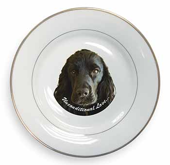 Cocker Spaniel-With Love Gold Rim Plate Printed Full Colour in Gift Box