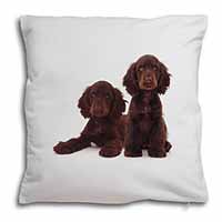 Chocolate Cocker Spaniel Dogs Soft White Velvet Feel Scatter Cushion