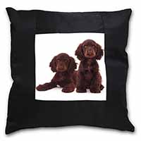 Chocolate Cocker Spaniel Dogs Black Satin Feel Scatter Cushion