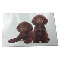 Large Glass Cutting Chopping Board Chocolate Cocker Spaniel Dogs