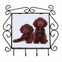 Chocolate Cocker Spaniel Dogs Wrought Iron Key Holder Hooks