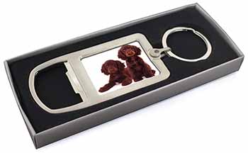 Chocolate Cocker Spaniel Dogs Chrome Metal Bottle Opener Keyring in Box