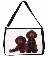 Chocolate Cocker Spaniel Dogs Large Black Laptop Shoulder Bag School/College