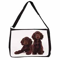 Chocolate Cocker Spaniel Dogs Large Black Laptop Shoulder Bag School/College