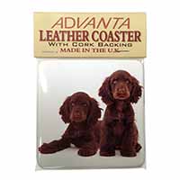 Chocolate Cocker Spaniel Dogs Single Leather Photo Coaster