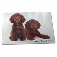 Large Glass Cutting Chopping Board Chocolate Cocker Spaniels 