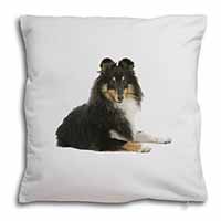 Tri-Col Sheltie Dog Soft White Velvet Feel Scatter Cushion