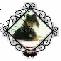 Tri-Col Sheltie Dog Wrought Iron Wall Art Candle Holder