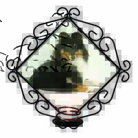 Tri-Col Sheltie Dog Wrought Iron Wall Art Candle Holder