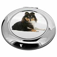 Tri-Col Sheltie Dog Make-Up Round Compact Mirror
