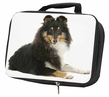 Tri-Col Sheltie Dog Black Insulated School Lunch Box/Picnic Bag