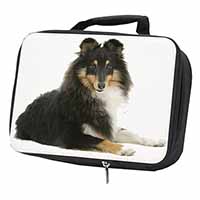 Tri-Col Sheltie Dog Black Insulated School Lunch Box/Picnic Bag