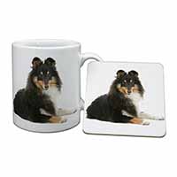 Tri-Col Sheltie Dog Mug and Coaster Set