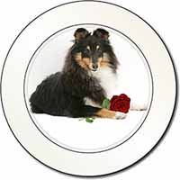 Tri-Col Sheltie with Red Rose Car or Van Permit Holder/Tax Disc Holder