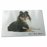 Large Glass Cutting Chopping Board Sheltie Dog 