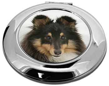 Tri-Colour Shetland Sheepdog Make-Up Round Compact Mirror