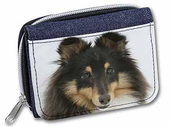 Tri-Colour Shetland Sheepdog Unisex Denim Purse Wallet